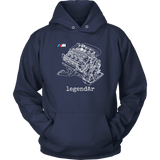 E30 M3 S14 Engine Blueprint Illustration Series Sweatshirt and Hoodie