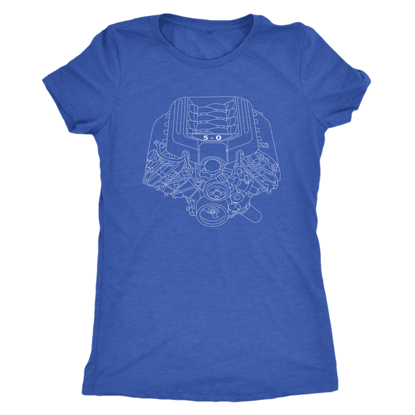 t-shirt Engine Coyote Ford Mustang Illustration Blueprint