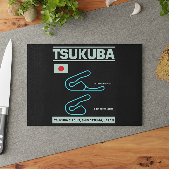 Tsukuba Track Outline Glass Cutting Board