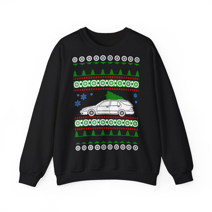 Saab 9-5 Wagon Ugly Christmas Sweater Sweatshirt for European Customers ONLY---This item prints and ships from within Europe