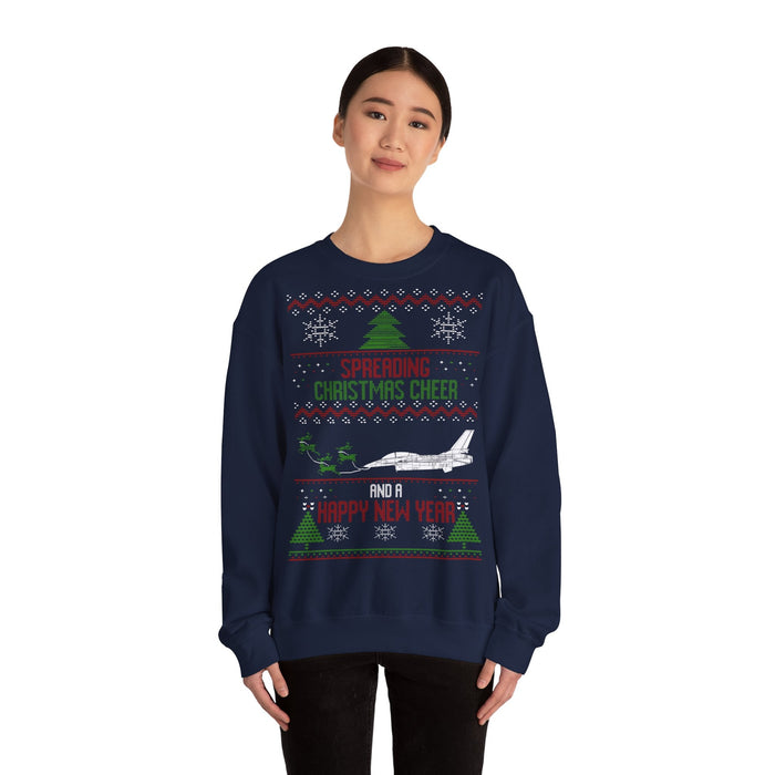 F-16 Military Airplane Fighter Jet Aircraft Ugly Christmas Sweater Sweatshirt for European Customers ONLY--this item prints and ships from Germany