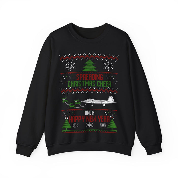 F-22 Raptor Airplane Fighter jet Ugly Christmas Sweater for European customers ONLY--Prints and ships from France