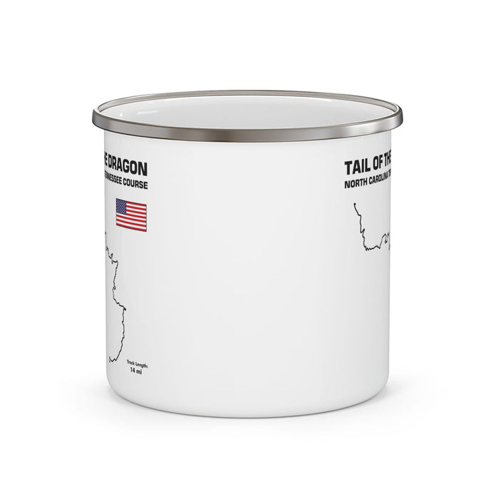 Tail of the Dragon Track Outline Enamel Camping Mug 12 ounces