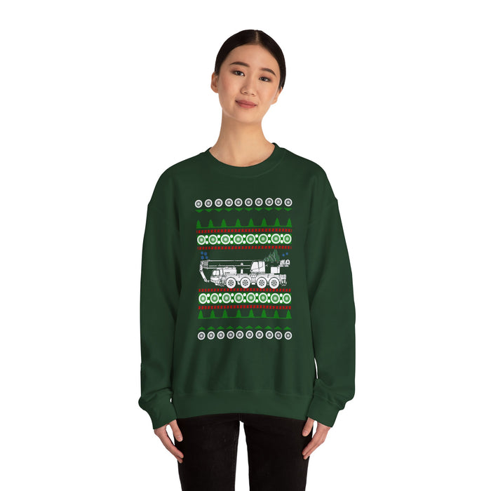 Crane Truck Heavy Equipment Operator Ugly Christmas Sweater Sweatshirt for Canadian customers ONLY (prints and ships from Canada)