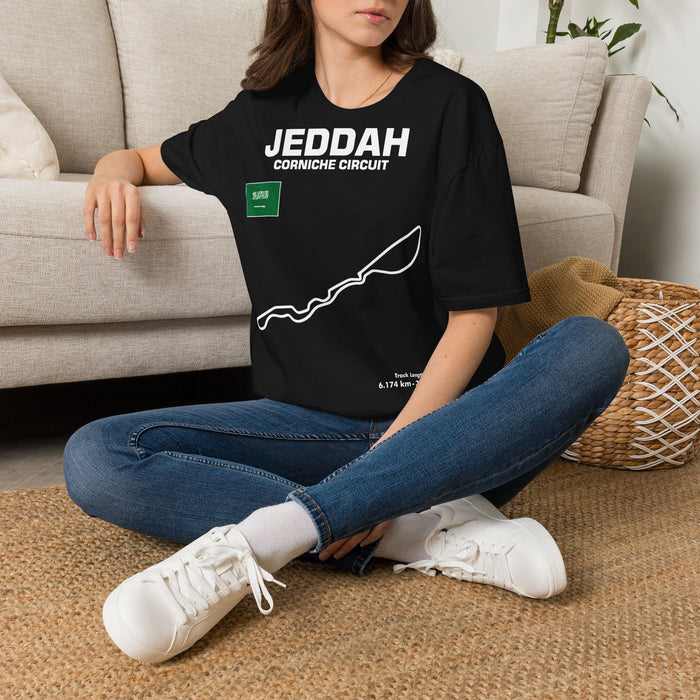 Jeddah Corniche Circuit Track Outline T-shirt for European Customers ONLY ---this item prints and ships from within Europe