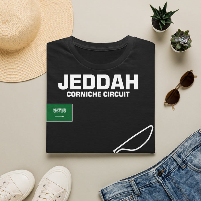 Jeddah Corniche Circuit Track Outline T-shirt for European Customers ONLY ---this item prints and ships from within Europe