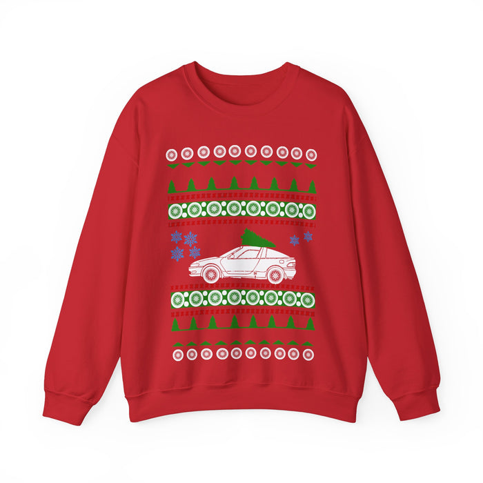 Car similar to a Toyota Sera Ugly Christmas Sweater Jumper for UK customers ONLY---Prints and ships from within the UK