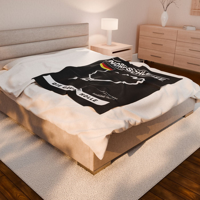 Nordschleife Track Outline Velveteen Plush Blanket — Stadium-Style Racing Throw