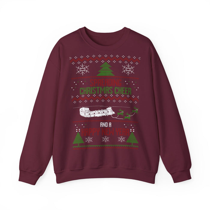CH-47 Chinook Military Helicopter Ugly Christmas Sweater for European Customers ONLY--This will print and ship from within Germany
