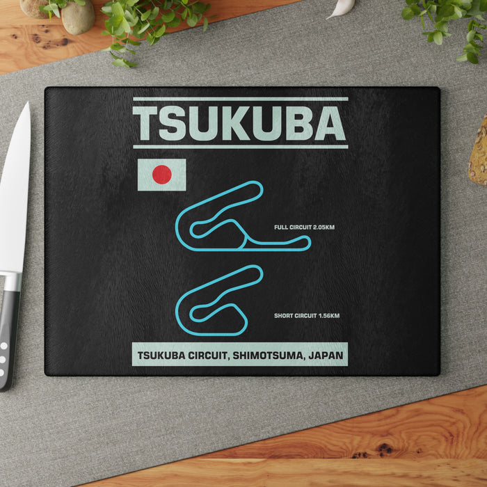 Tsukuba Track Outline Glass Cutting Board