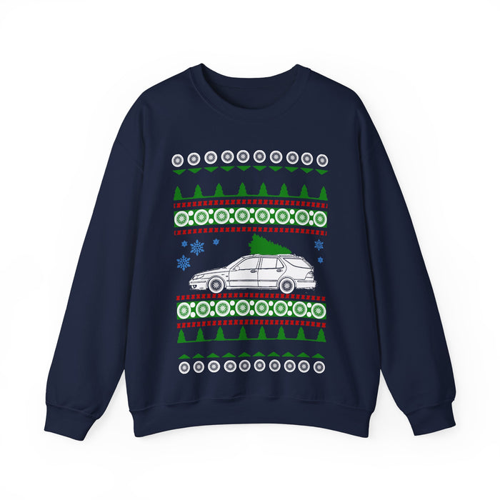 Saab 9-5 Wagon Ugly Christmas Sweater Jumper for European Customers ONLY--Prints and ships from Europe