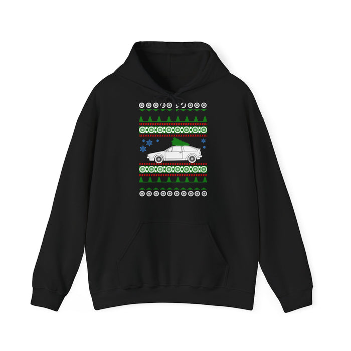 car like a mk2 Scirocco ugly christmas sweater hoodie for European customers ONLY (prints and ships from Germany)