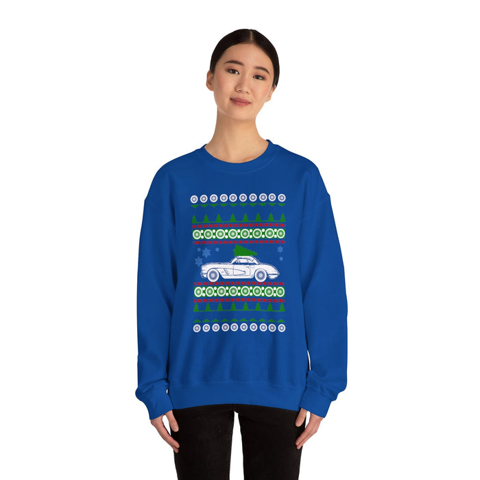 Corvette C1 Ugly Christmas Sweater for Canadian Customers Only- prints and ships from within Canada