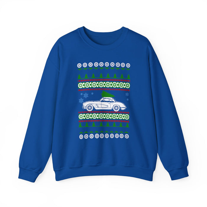 Corvette C1 Ugly Christmas Sweater for Canadian Customers Only- prints and ships from within Canada