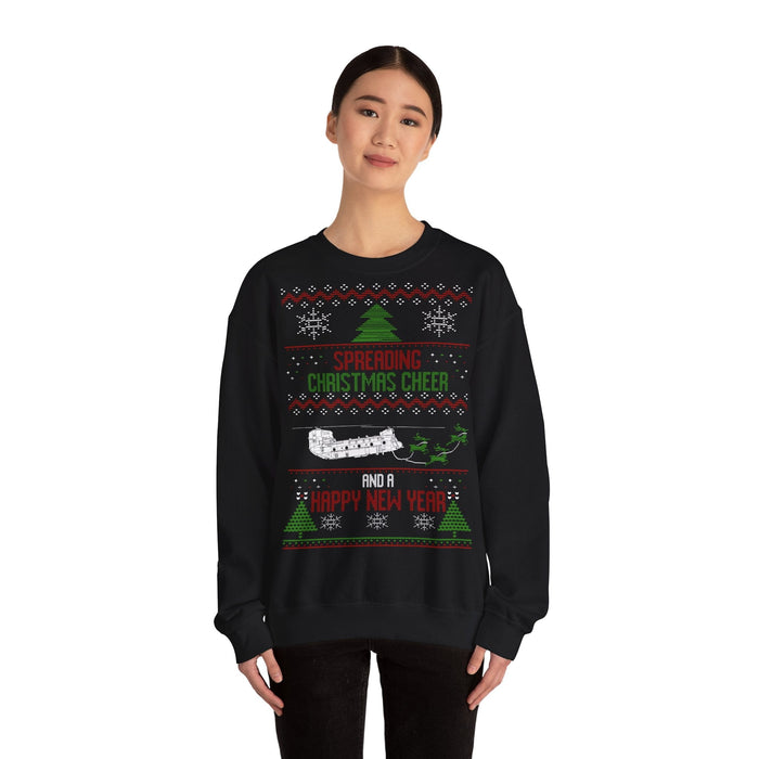 CH-47 Chinook Military Helicopter Ugly Christmas Sweater for European Customers ONLY--This will print and ship from within Germany