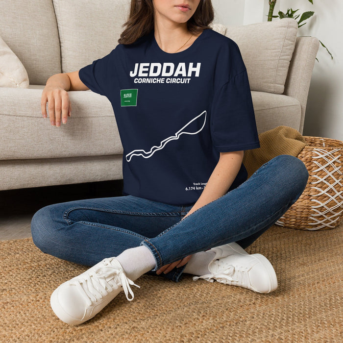 Jeddah Corniche Circuit Track Outline T-shirt for European Customers ONLY ---this item prints and ships from within Europe