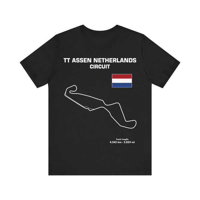 TT Circuit Assen outline t-shirt (prints and ships from within Europe---do not order if you don't live in Europe)