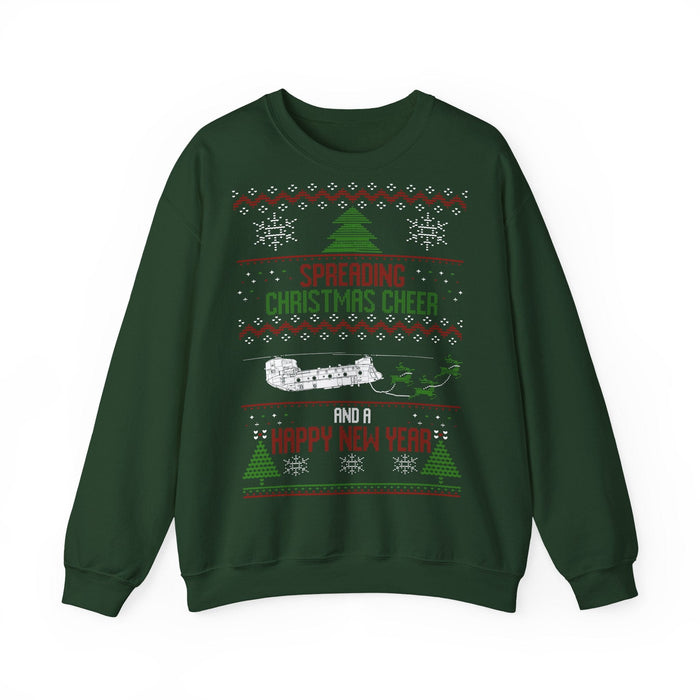 CH-47 Chinook Military Helicopter Ugly Christmas Sweater for European Customers ONLY--This will print and ship from within Germany