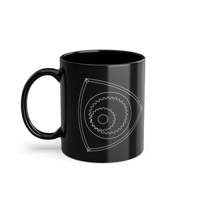 Rotary Engine 11 ounce black coffee mug for European Customers ONLY---Prints and ships from within Europe