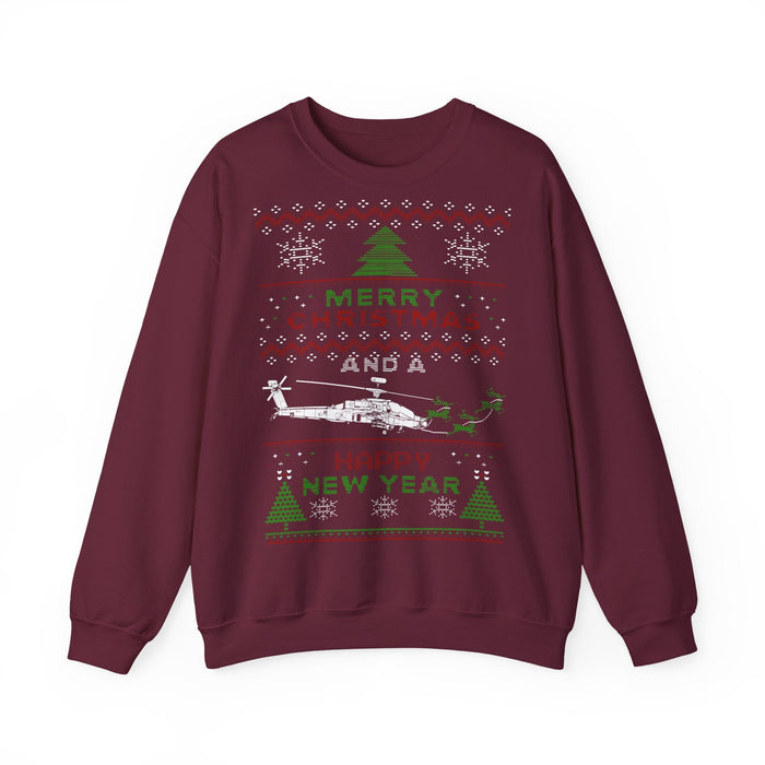 Apache Helicopter Ugly Christmas Sweater for European Customers ONLY--Item prints and ships from within Europe