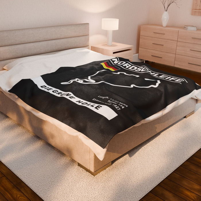 Nordschleife Track Outline Velveteen Plush Blanket — Stadium-Style Racing Throw
