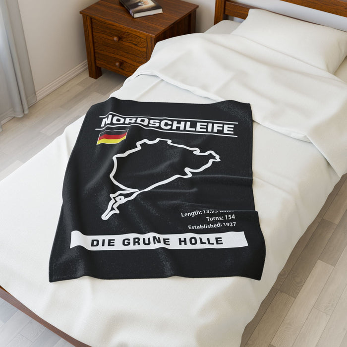 Nordschleife Track Outline Velveteen Plush Blanket — Stadium-Style Racing Throw