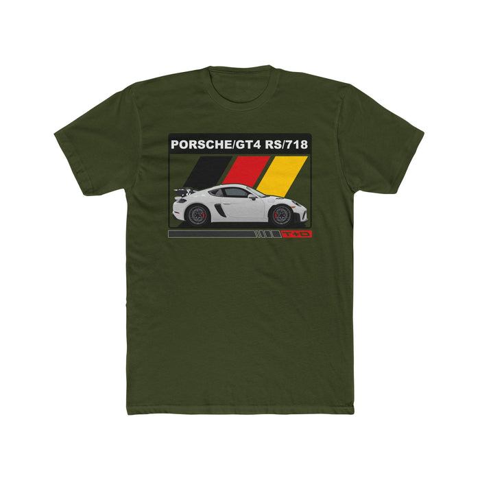 German Flag GT4 RS/718 Graphic Tee — Retro Racing Stripe Sport Car Shirt