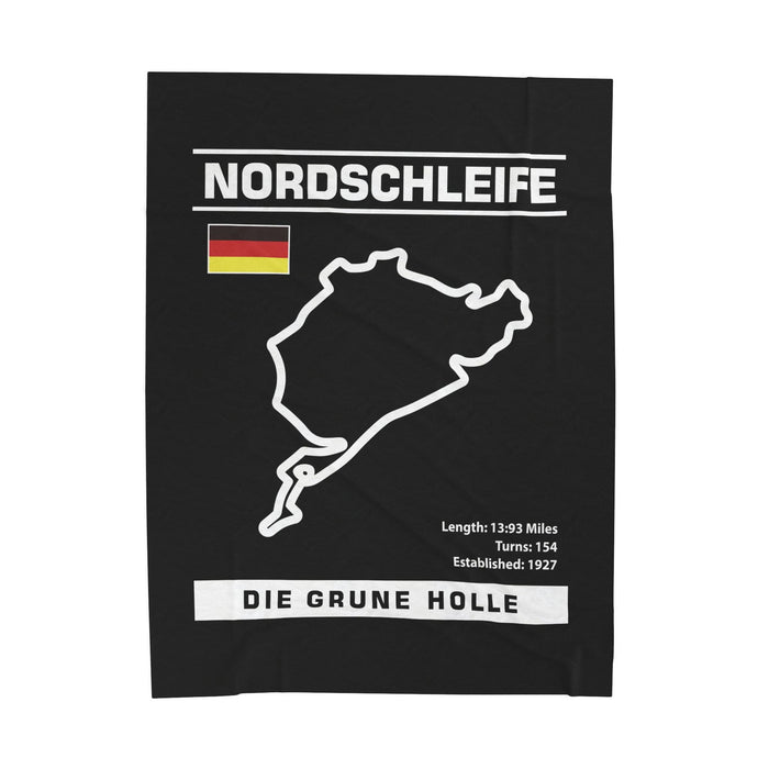 Nordschleife Track Outline Velveteen Plush Blanket — Stadium-Style Racing Throw