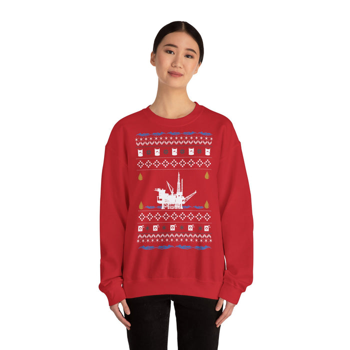 Off Shore Oil Rig Ugly Christmas Sweater for European Customers ONLY---Prints and ships from within Germany