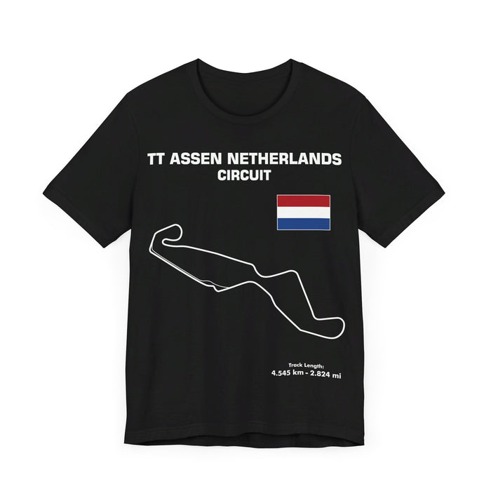 TT Circuit Assen outline t-shirt (prints and ships from within Europe---do not order if you don't live in Europe)