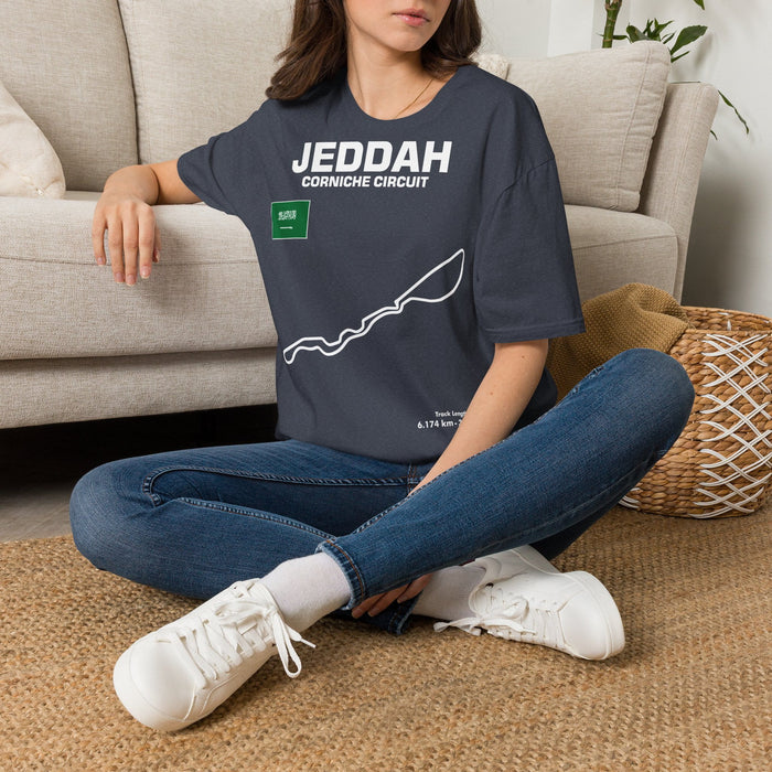 Jeddah Corniche Circuit Track Outline T-shirt for European Customers ONLY ---this item prints and ships from within Europe