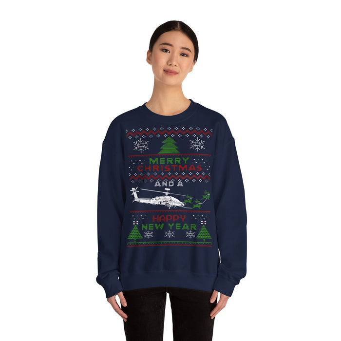 Apache Helicopter Ugly Christmas Sweater for European Customers ONLY--Item prints and ships from within Europe