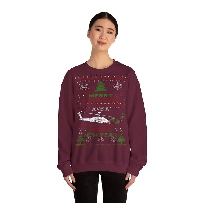 Apache Helicopter Ugly Christmas Sweater for European Customers ONLY--Item prints and ships from within Europe