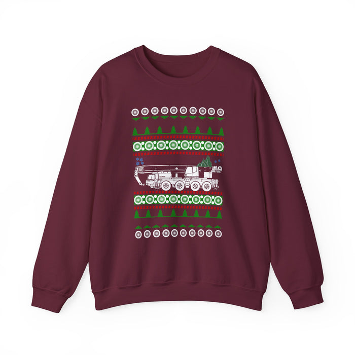 Crane Truck Heavy Equipment Operator Ugly Christmas Sweater Sweatshirt for Canadian customers ONLY (prints and ships from Canada)