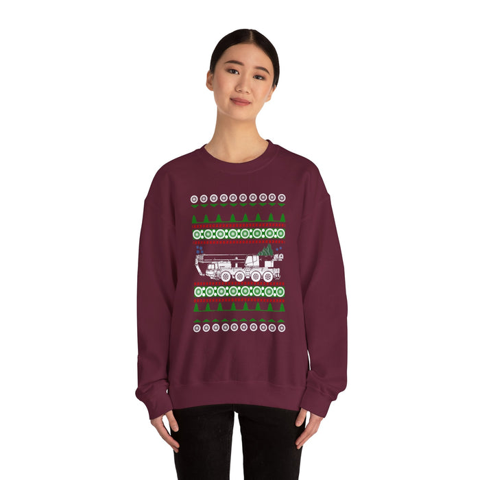 Crane Truck Heavy Equipment Operator Ugly Christmas Sweater Sweatshirt for Canadian customers ONLY (prints and ships from Canada)