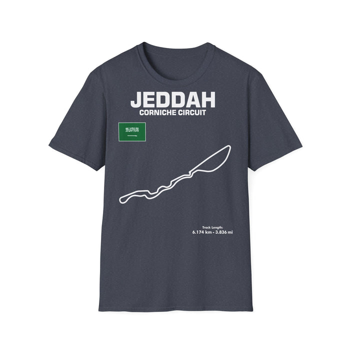 Jeddah Corniche Circuit Track Outline T-shirt for European Customers ONLY ---this item prints and ships from within Europe