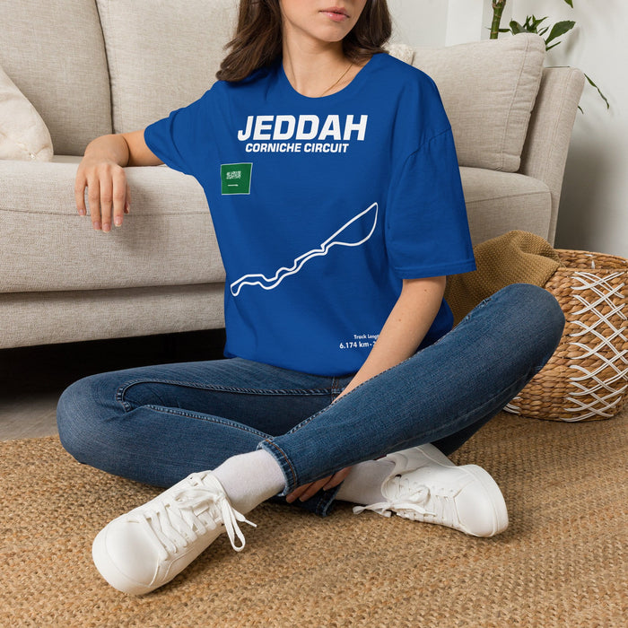 Jeddah Corniche Circuit Track Outline T-shirt for European Customers ONLY ---this item prints and ships from within Europe