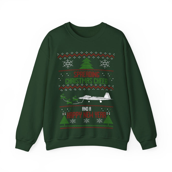 F-22 Raptor Airplane Fighter jet Ugly Christmas Sweater for European customers ONLY--Prints and ships from France