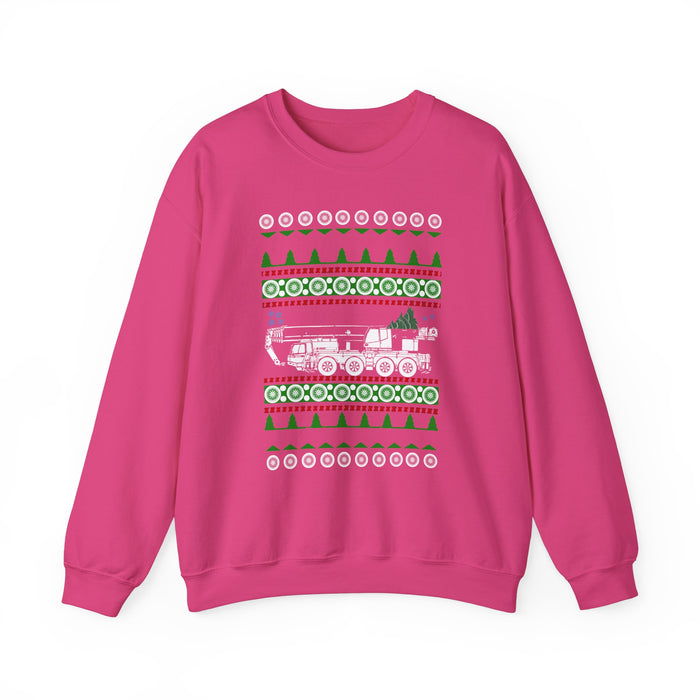 Crane Truck Heavy Equipment Operator Ugly Christmas Sweater Sweatshirt for Canadian customers ONLY (prints and ships from Canada)