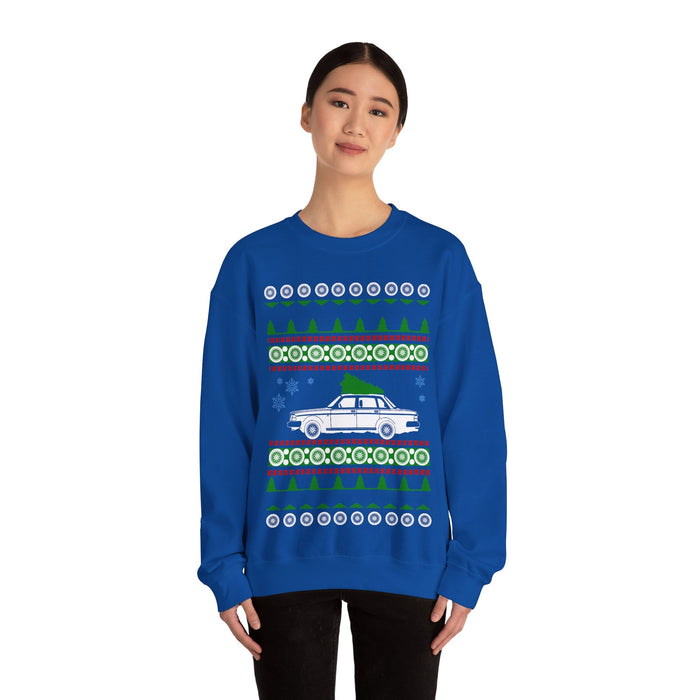 Swedish Car like a 240 Sedan Ugly Christmas Sweater Jumper For UK customers ONLY--Item prints and ships from within the UK