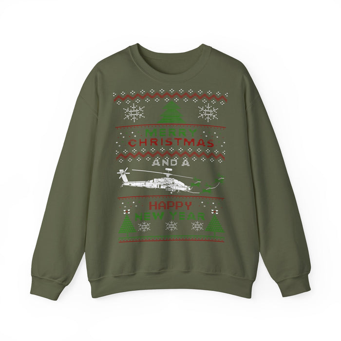 Apache Helicopter Ugly Christmas Sweater for European Customers ONLY--Item prints and ships from within Europe