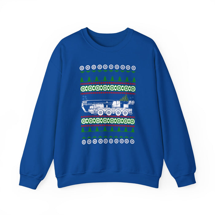 Crane Truck Heavy Equipment Operator Ugly Christmas Sweater Sweatshirt for Canadian customers ONLY (prints and ships from Canada)