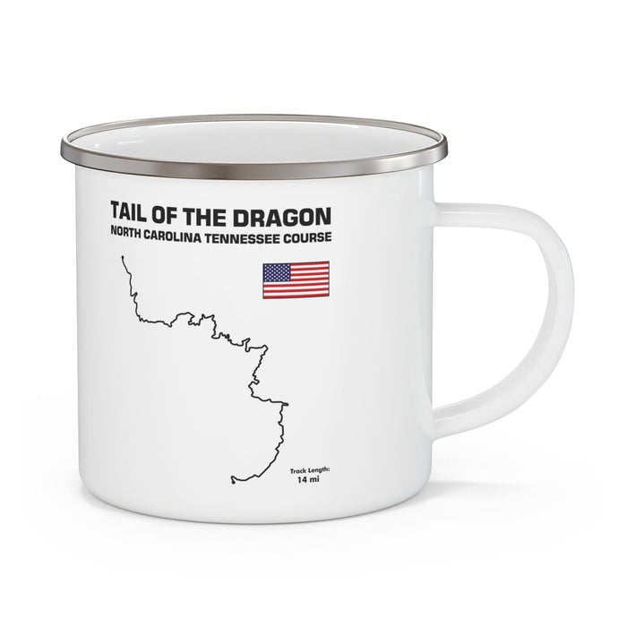 Tail of the Dragon Track Outline Enamel Camping Mug 12 ounces