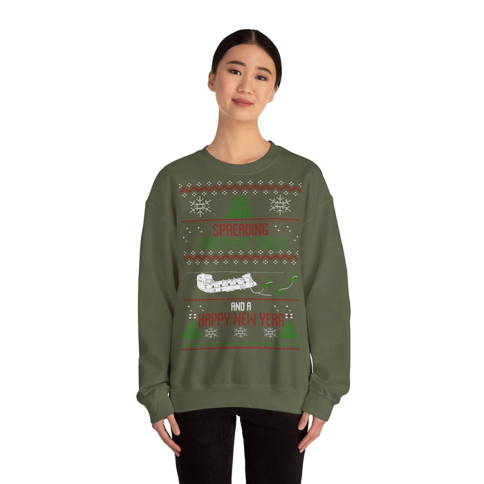 CH-47 Chinook Military Helicopter Ugly Christmas Sweater for European Customers ONLY--This will print and ship from within Germany