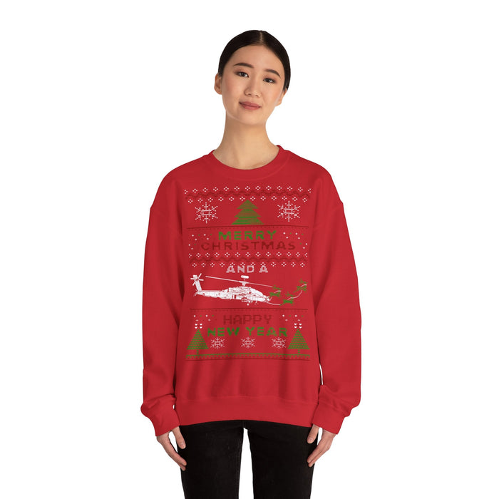 Apache Helicopter Ugly Christmas Sweater for European Customers ONLY--Item prints and ships from within Europe