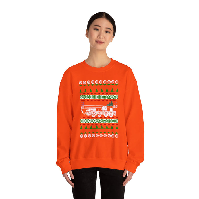 Crane Truck Heavy Equipment Operator Ugly Christmas Sweater Sweatshirt for Canadian customers ONLY (prints and ships from Canada)