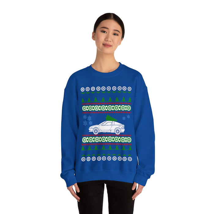 Car similar to a Toyota Sera Ugly Christmas Sweater Jumper for UK customers ONLY---Prints and ships from within the UK