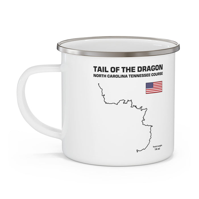 Tail of the Dragon Track Outline Enamel Camping Mug 12 ounces