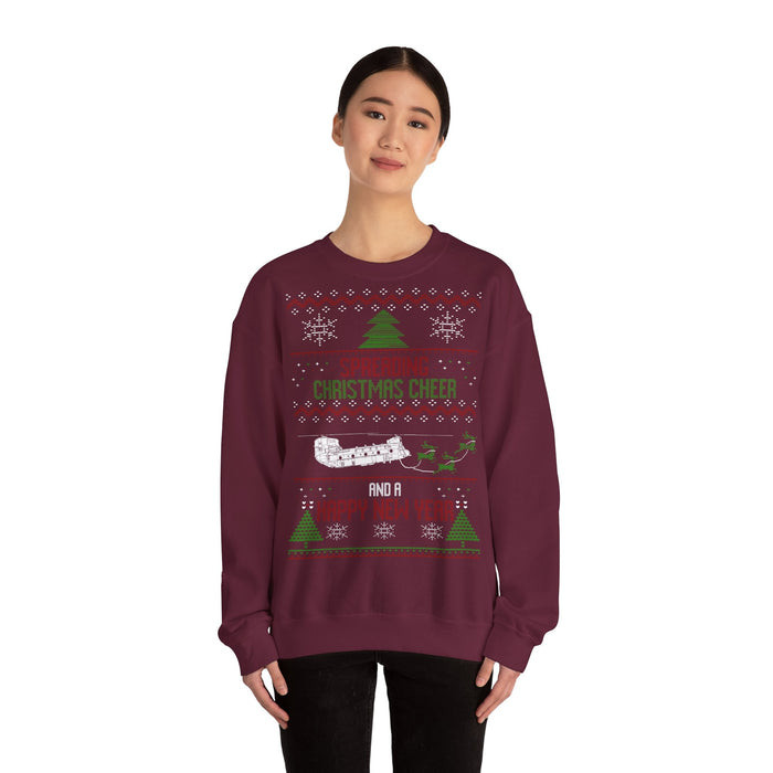 CH-47 Chinook Military Helicopter Ugly Christmas Sweater for European Customers ONLY--This will print and ship from within Germany