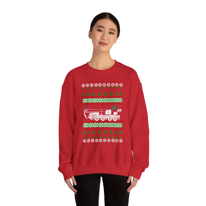 Crane Truck Heavy Equipment Operator Ugly Christmas Sweater Sweatshirt for Canadian customers ONLY (prints and ships from Canada)